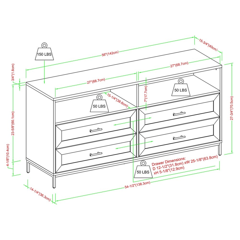 Middlebrook 56 inch Modern 4 Drawer TV Stand