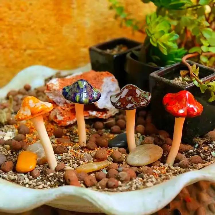 Ceramic Mushroom Crafts Flower Pots Flower Pets Gardening Supplies Small Decorations Moss Fresh and Micro Landscape Decoration