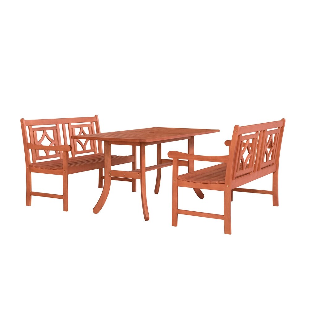 Hydaburg Outdoor 3 piece Wood Table Dining Set by Havenside Home