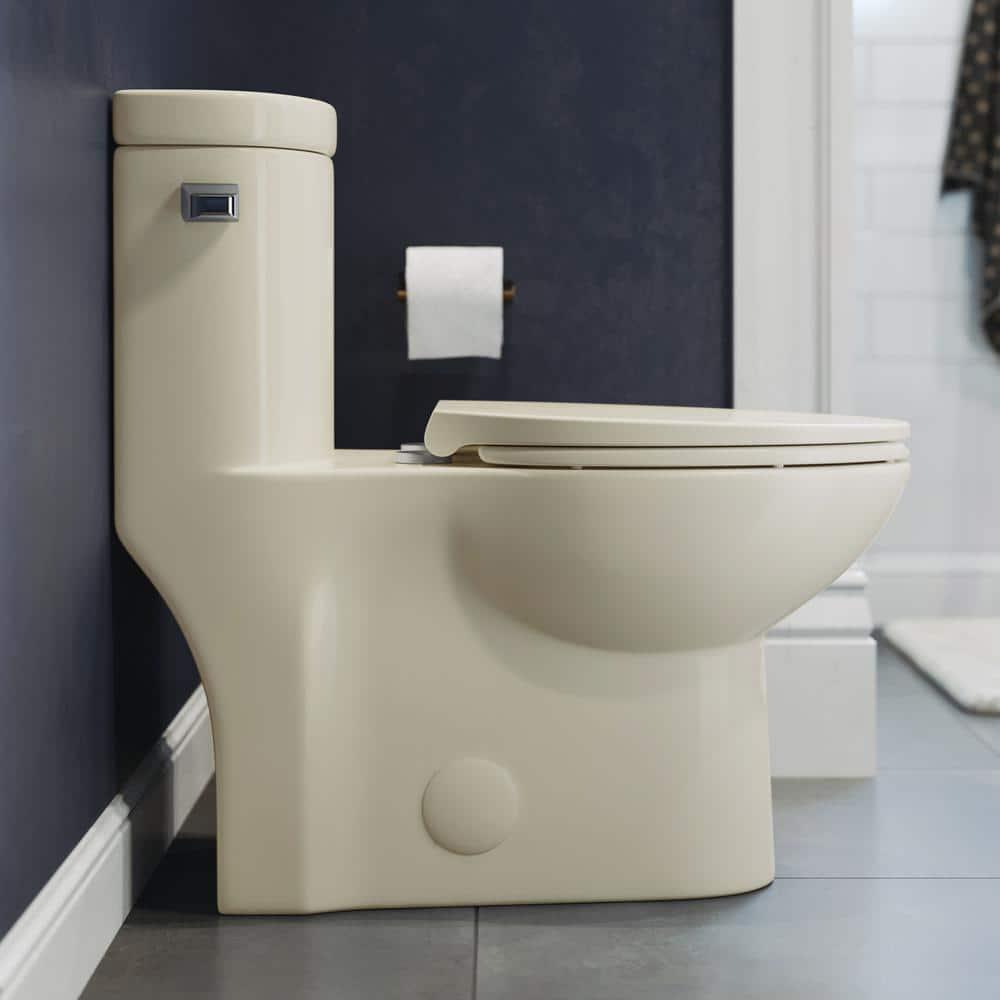 Swiss Madison Sublime 1piece 128 GPF Left Side Single Flush Handle Elongated Toilet in Bisque with Seat Included