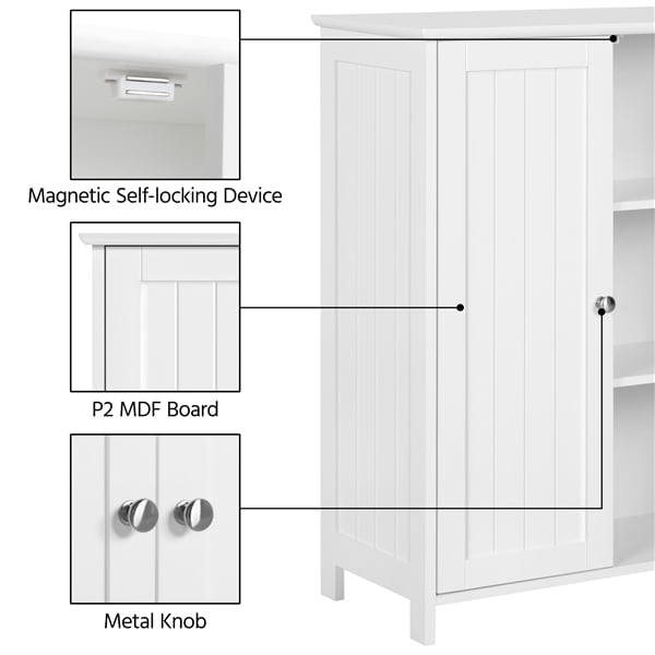 Topeakmart Free Standing Floor Cabinet Home Storage Cabinet with 2 Durable Doors and 2 Adjustable Shelves White