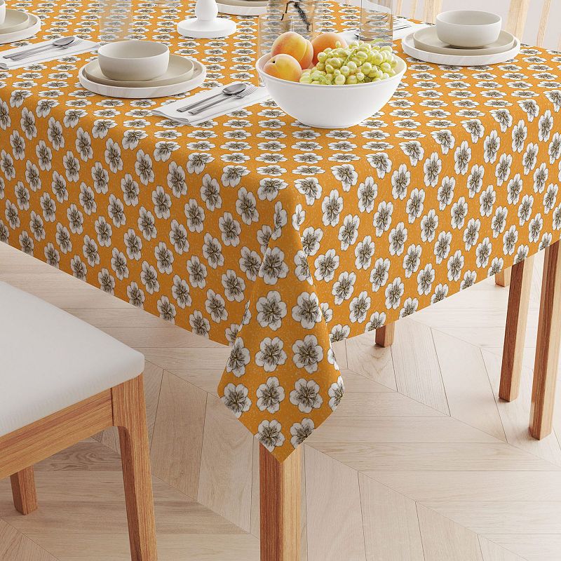 Square Tablecloth， 100% Cotton， 60x60， Apricot Flowers