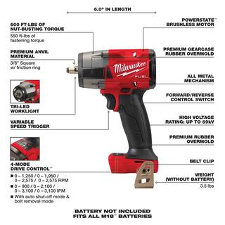 MW M18 FUEL 18V Lithium-Ion Brushless Cordless 12 in. and 38 in. Impact Wrench with Friction Ring (2-Tool) 2767-20-2960-20