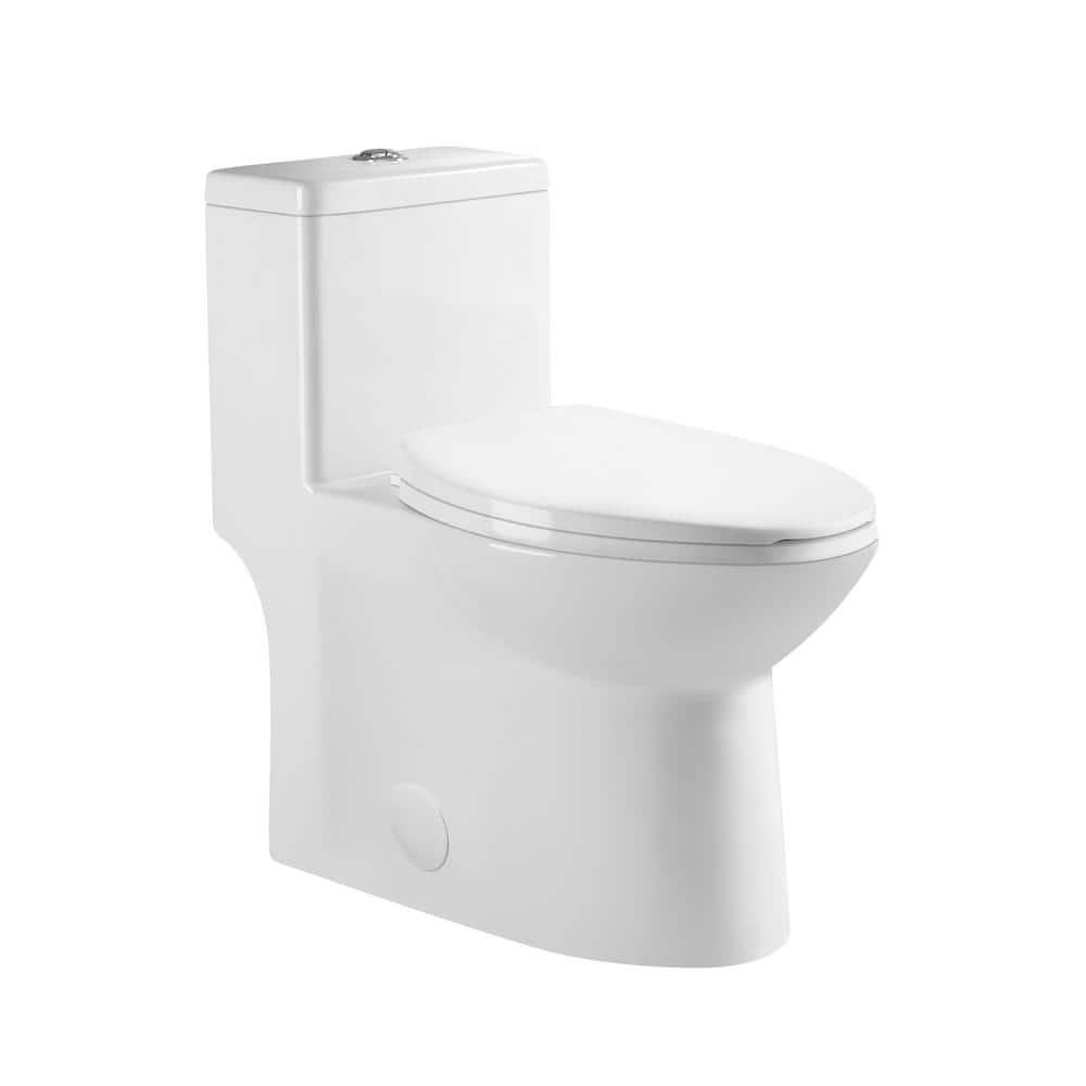 DEERVALLEY Symmetry 1Piece 1116 GPF Dual Flush Elongated Toilet in White with Map Flush 1000g Soft Closed Seat Included