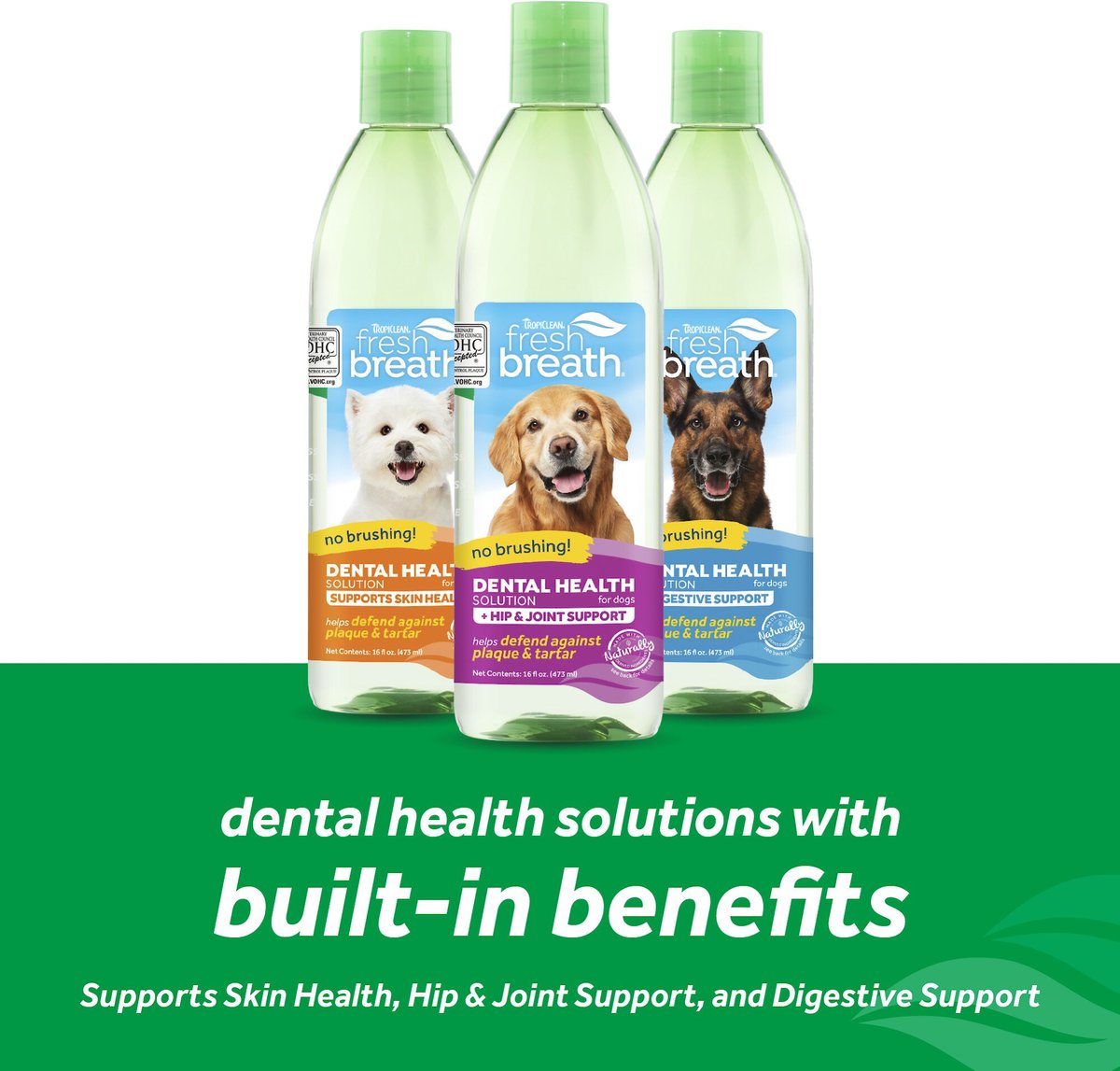 TropiClean Fresh Breath Dental Health Solution + Hip and Joint Support Dog Dental Water Additive