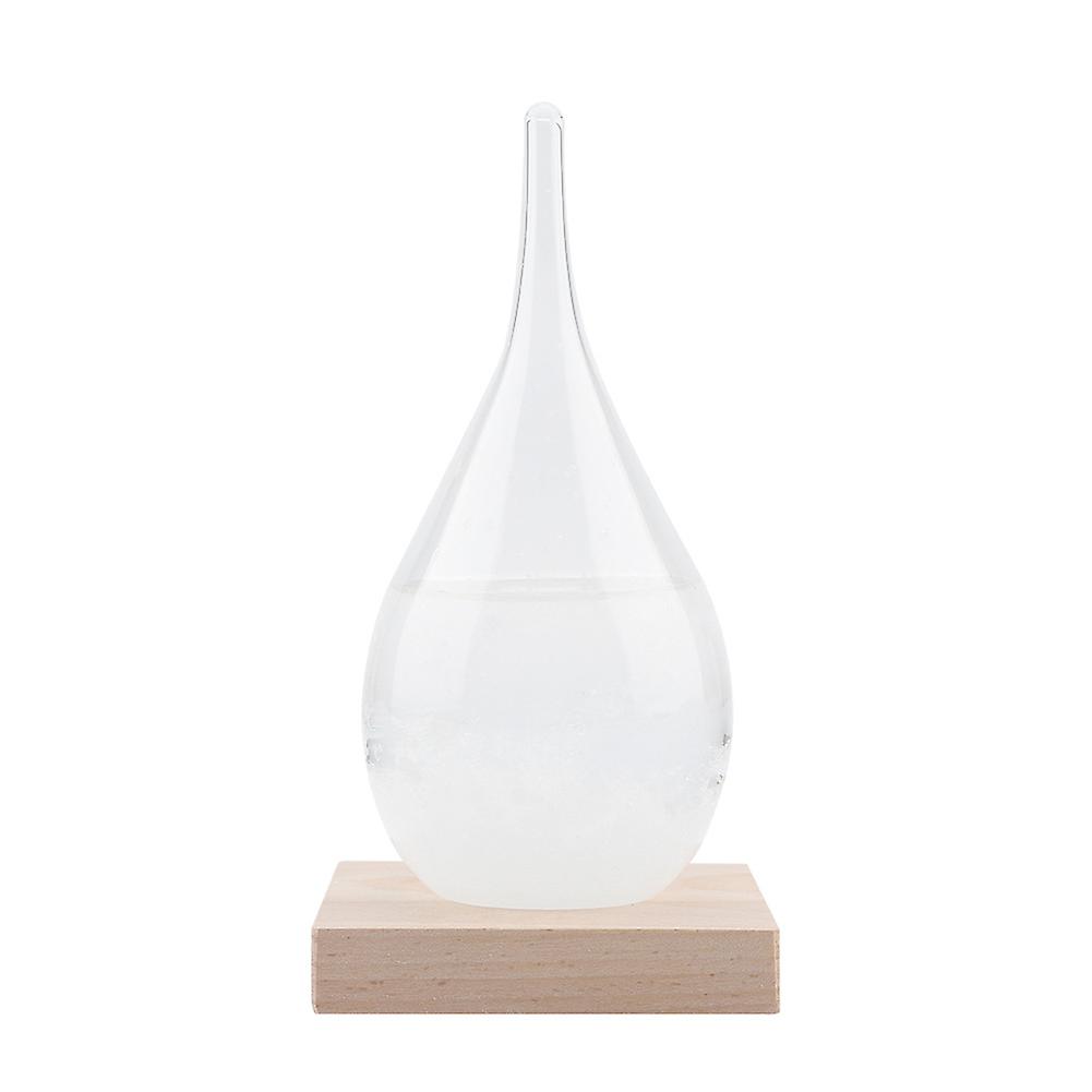 Storm Glass Drop-Shaped Storm Bottle Desktop Weather Station Predictor with LED Wooden Base (M)