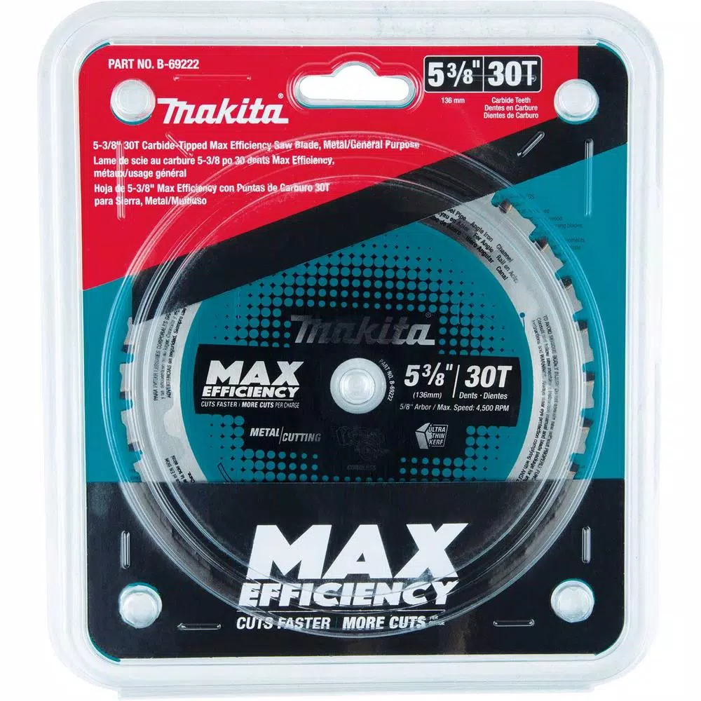 Makita 5-3/8 in. 30T Carbide-Tipped Max Efficiency Saw Blade， Metal/General Purpose and#8211; XDC Depot