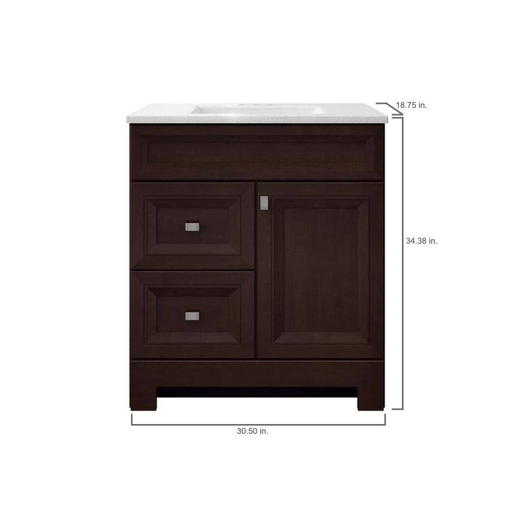 Home Decorators Collection Sedgewood 30.5 in. W Configurable Bath Vanity in Cognac with Solid Surface Top in Arctic with White Sink PPLNKDCG30D