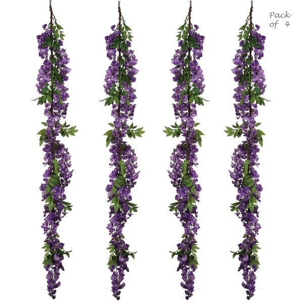 Silk Wisteria Garland 5 Foot with 12 Hanging Flowers.