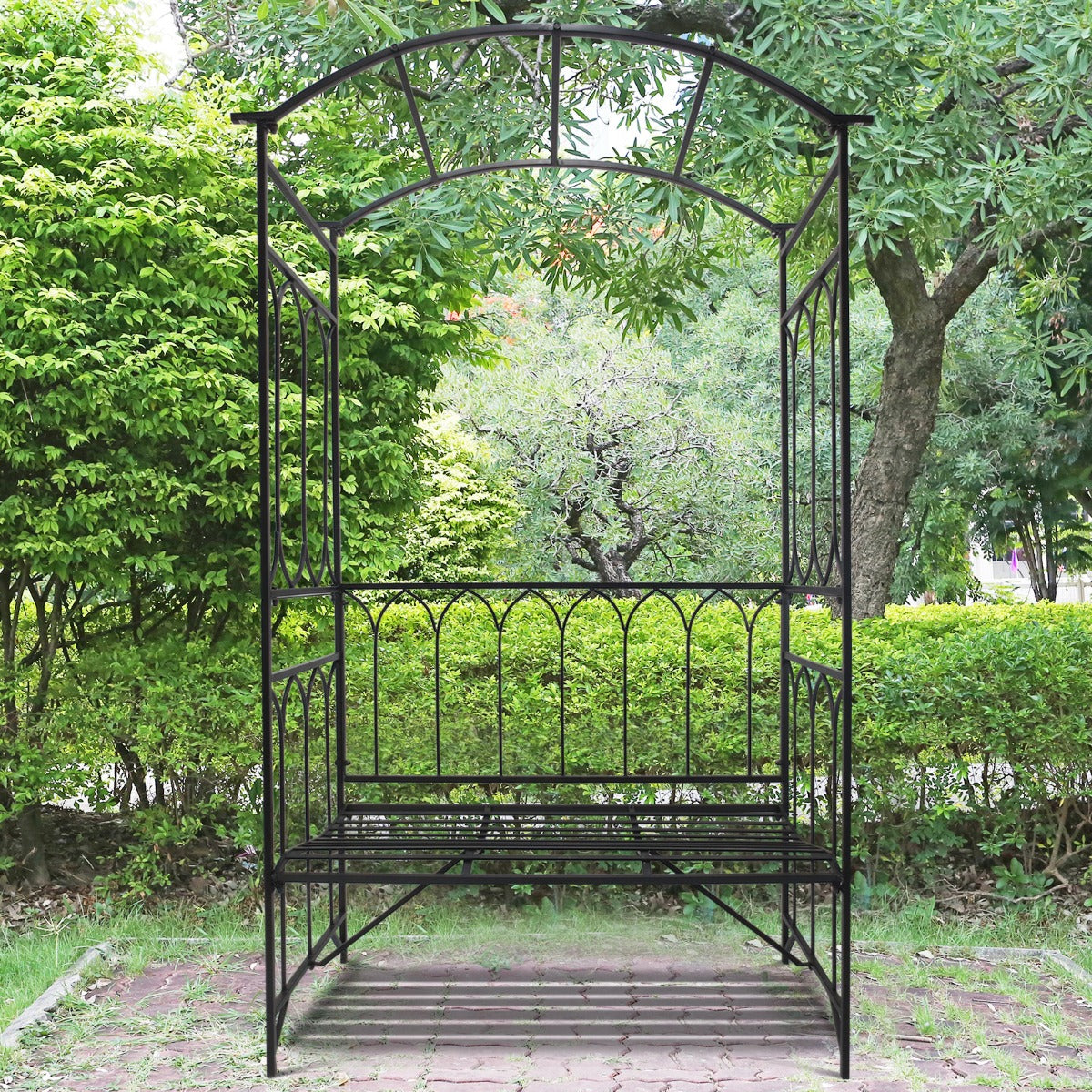 Garden Arbor Bench Plant Climbing Support Trellis for Rose Vines Black