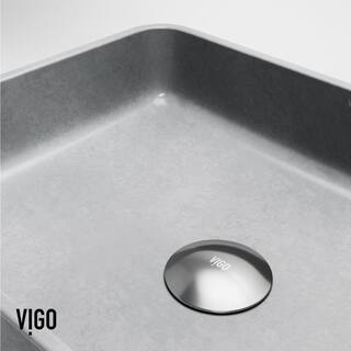 VIGO Segovia Gothic Gray Concreto Stone 16 in. L x 12 in. W x 4 in. H Rectangular Vessel Bathroom Sink VG04064