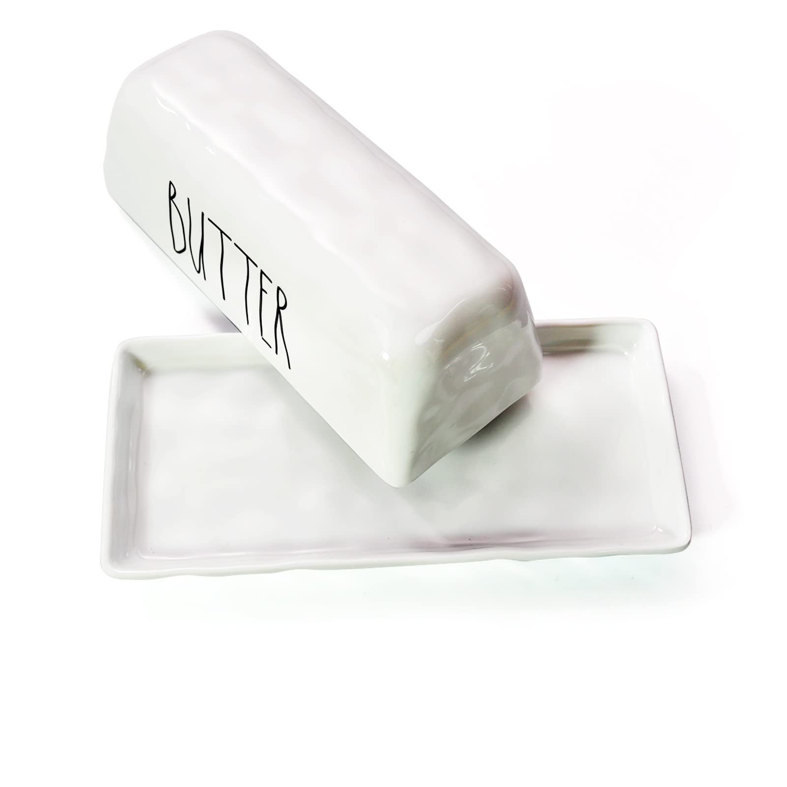 TP Melamine Butter Dish with Knife， Pure White