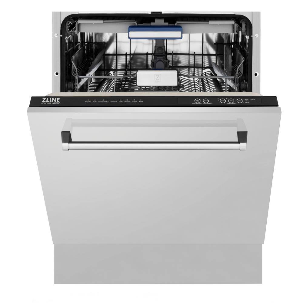 ZLINE Kitchen and Bath Tallac Series 24 in. Top Control 8-Cycle Tall Tub Dishwasher w 3rd Rack in Stainless Steel DWV-304-24