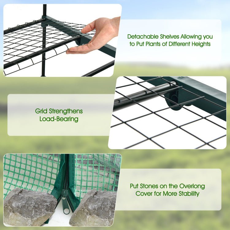 Heavy-Duty 4-Tier Portable Mini Greenhouse With Weatherproof Cover