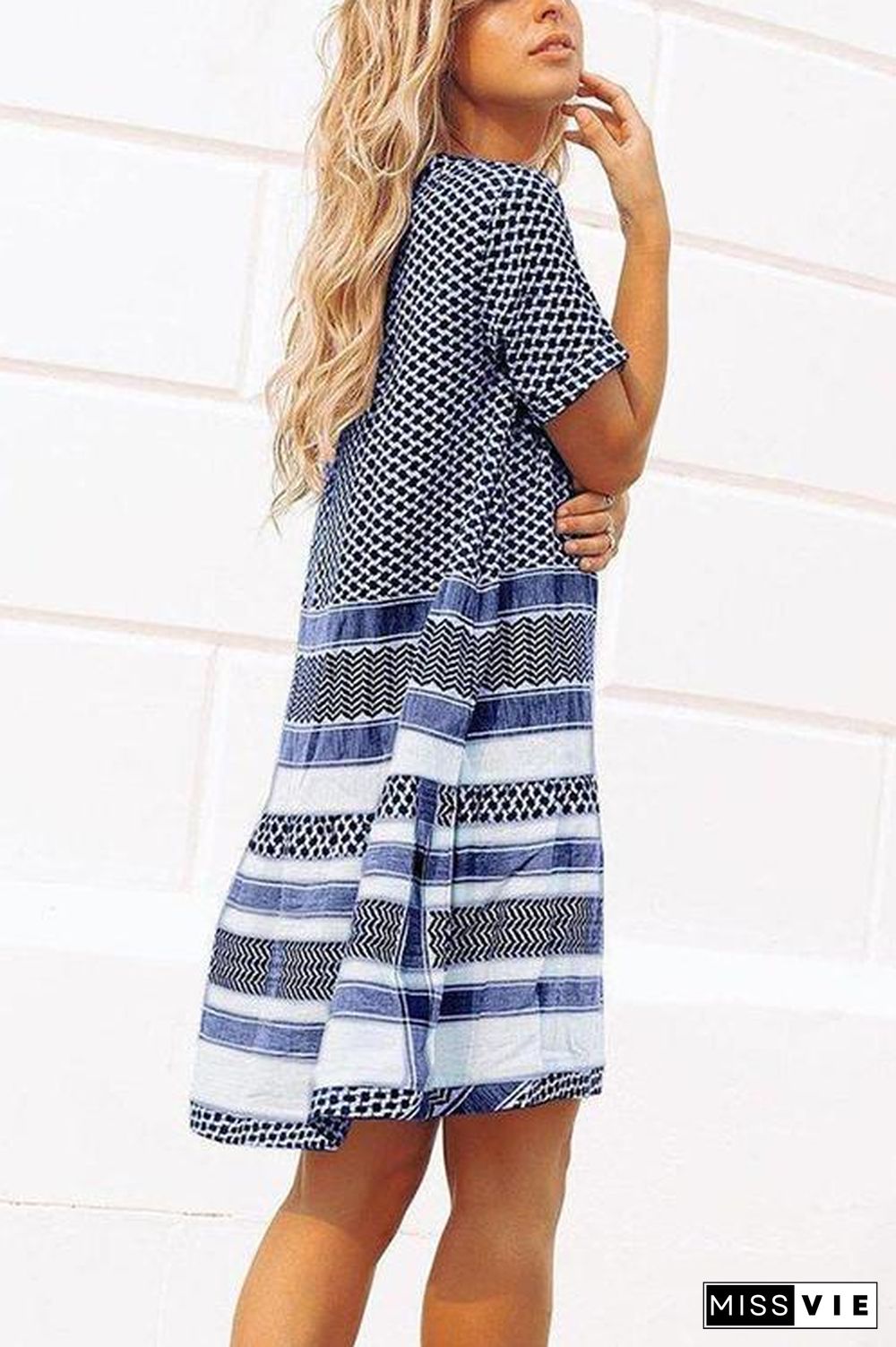 Print Short Sleeve Loose Dress