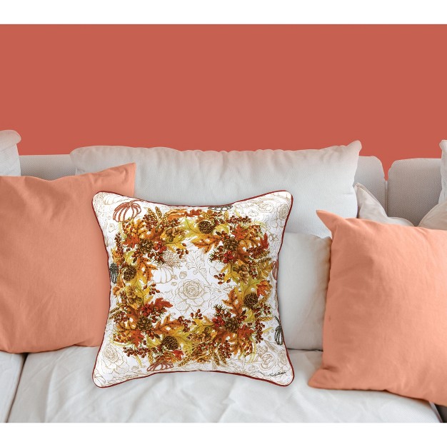 C amp f Home Autumn Wreath Thanksgiving Printed And Embroidered Throw Pillow