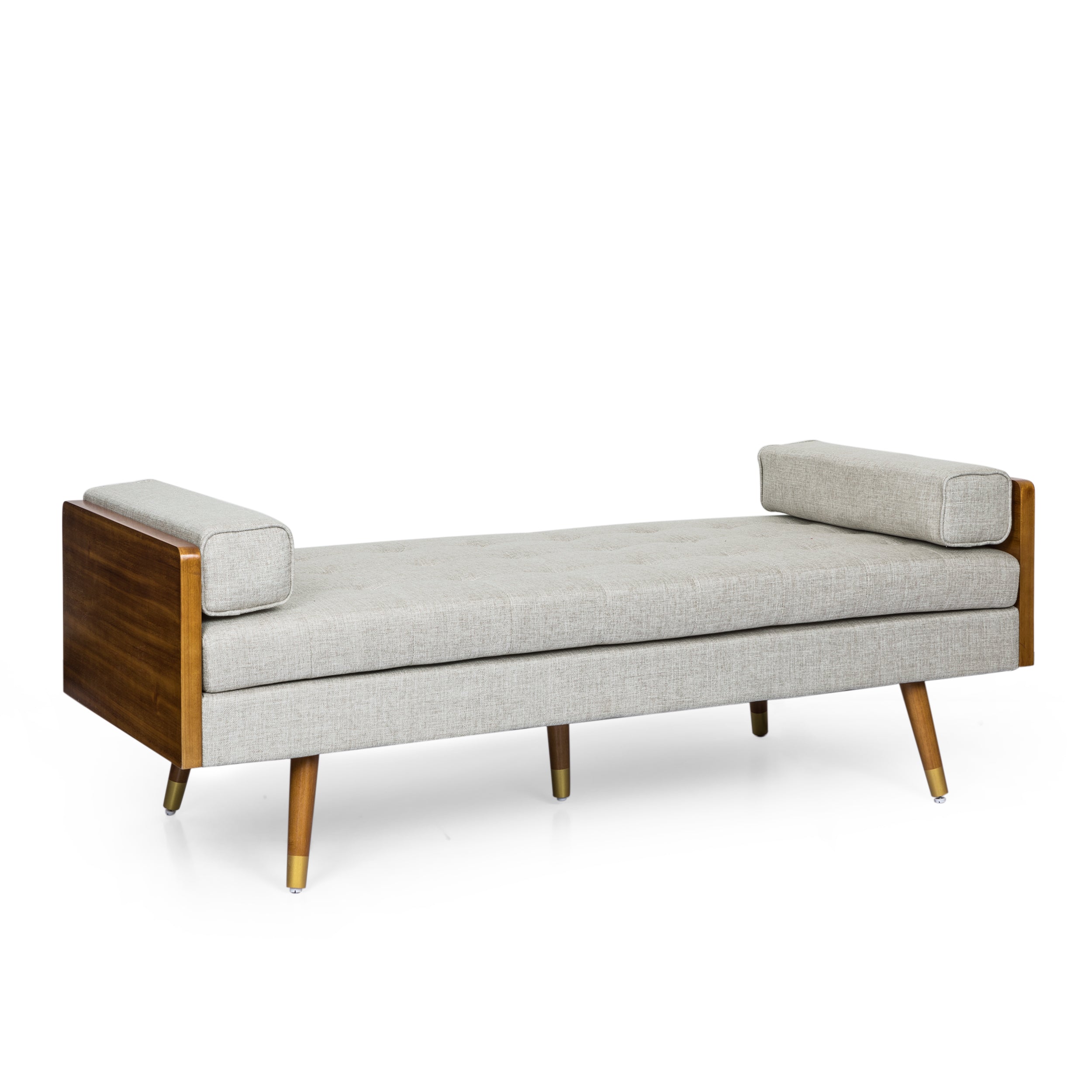 Tiltonsville Mid-Century Modern Tufted Double End Chaise Lounge with Bolster Pillows