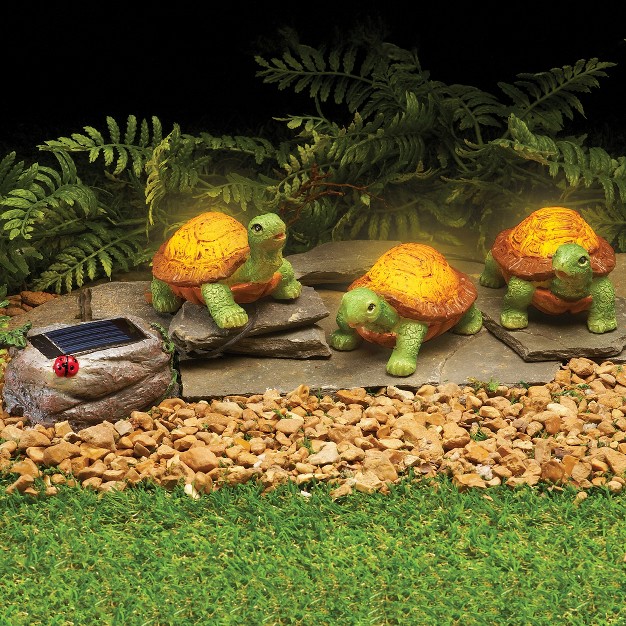 Collections Etc Solar Turtles Garden Figurine Set Of 3