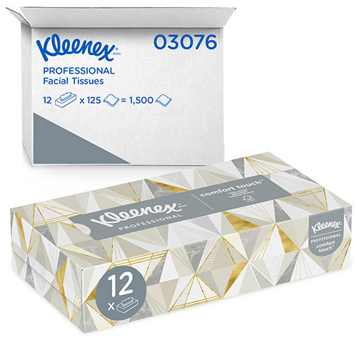 Kimberly-Clark Kleenex Professional Facial Tissue for Business (03076) | Flat Tissue Boxes， 12 Boxes