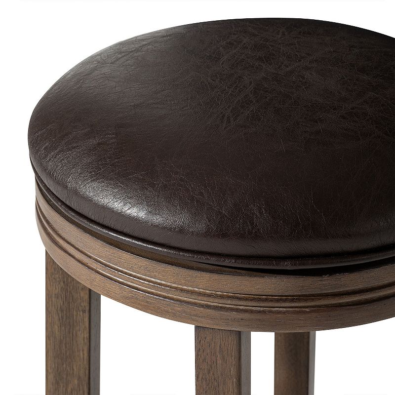 Maven Lane Eva Counter Stool In Walnut Finish With Marksman Saddle Vegan Leather