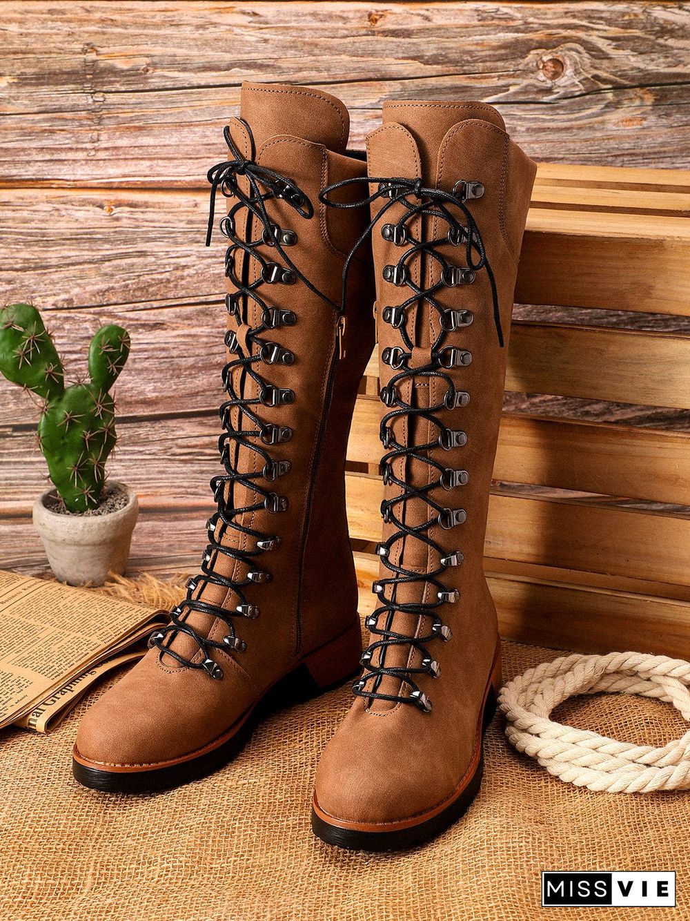 Retro Suede Zipper Martin Combat Boots