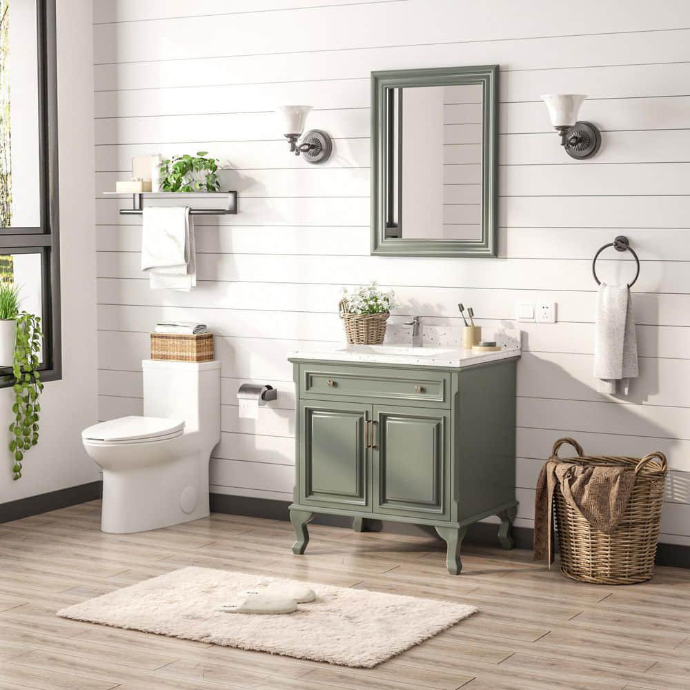 DEERVALLEY Symmetry 1Piece 1116 GPF Dual Flush Elongated Toilet in White with Map Flush 1000g Soft Closed Seat Included