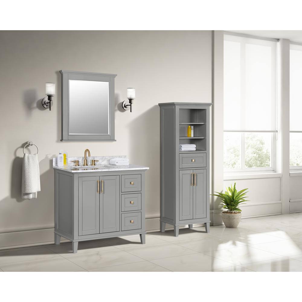 Home Decorators Collection Grayson 24 in. W x 32 in. H Rectangular Wood Framed Wall Bathroom Vanity Mirror in Storm Gray 20305-M24-ST