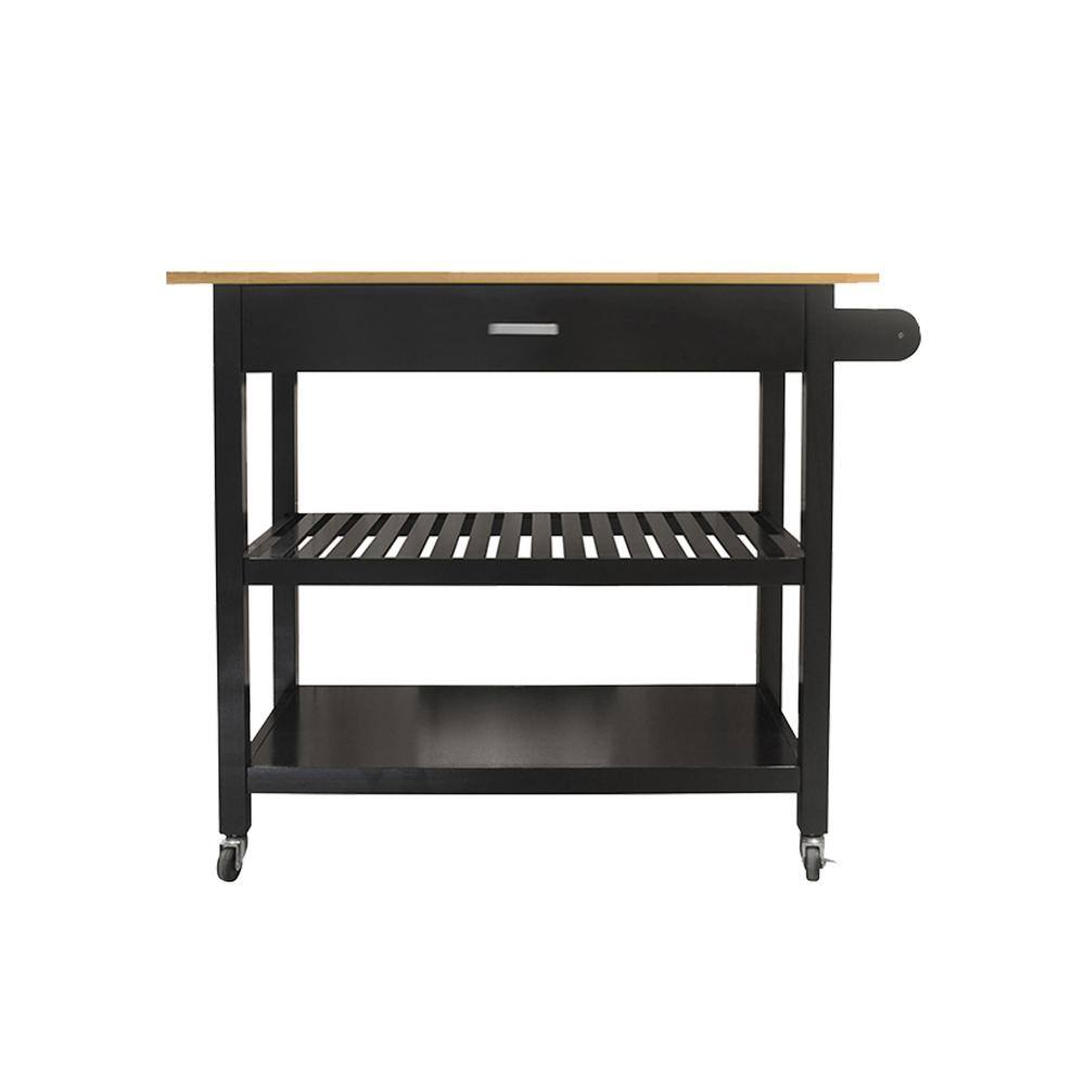 Whatseaso Natural and Black MDF Kitchen Island SEP-110513248