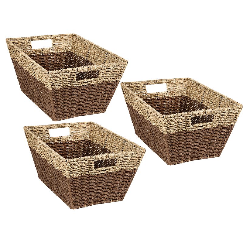 Honey-Can-Do Set of 3 Nesting Rectangle Seagrass Storage Basket Set