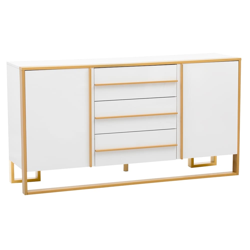 Sideboard with Large Storage Space and Gold Metal Legs   N/A