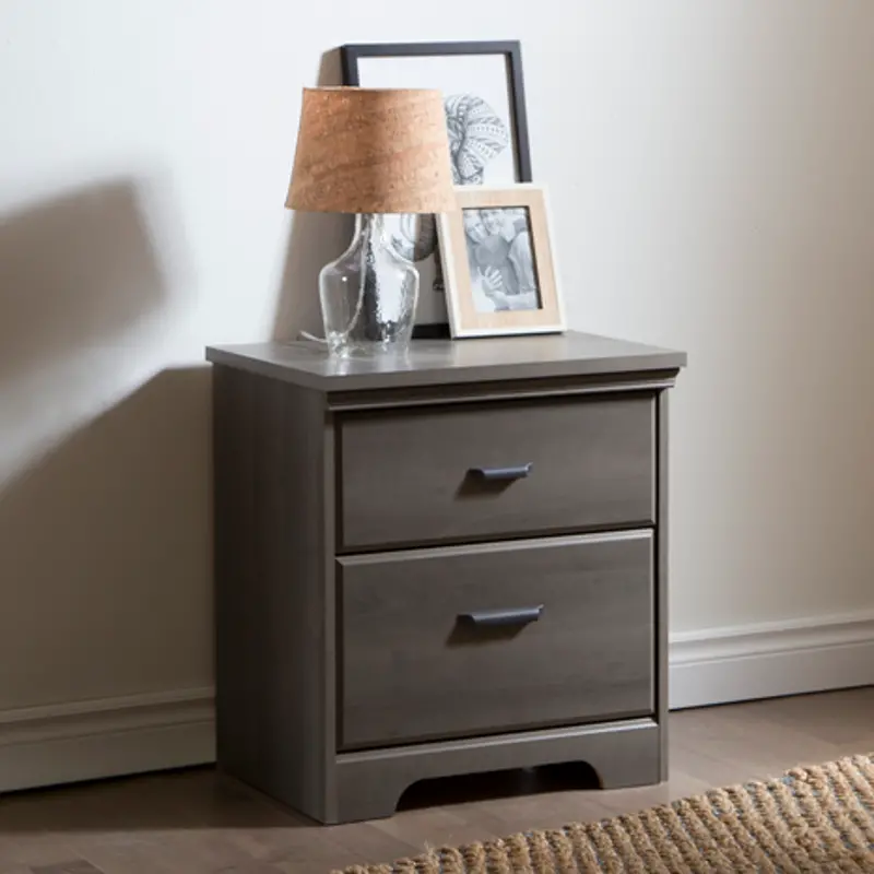 Versa Gray Maple 2-Drawer Nightstand - South Shore