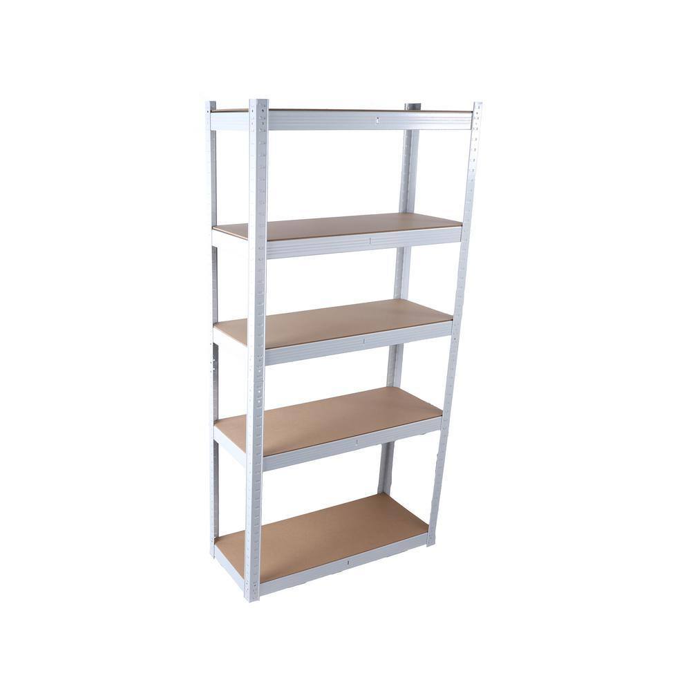 Tunearary 29 in. W x 12 in. D x 59 in. H 5-Tier Stackable Metal Heavy-Duty Storage Rack Adjustable Multi-Purpose Pots White Shelve01LP