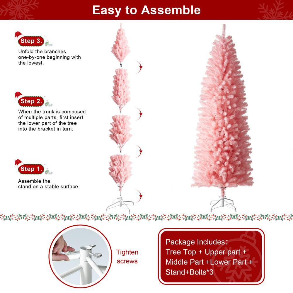 9 ft. Pink Pencil Tinsel Artificial Christmas Tree