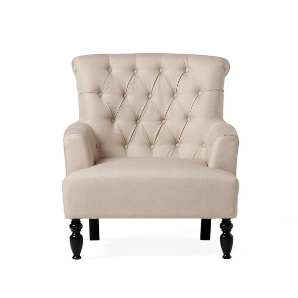 Bernstein Tufted Club Armchair w/ Rolled Backrest by Christopher Knight Home