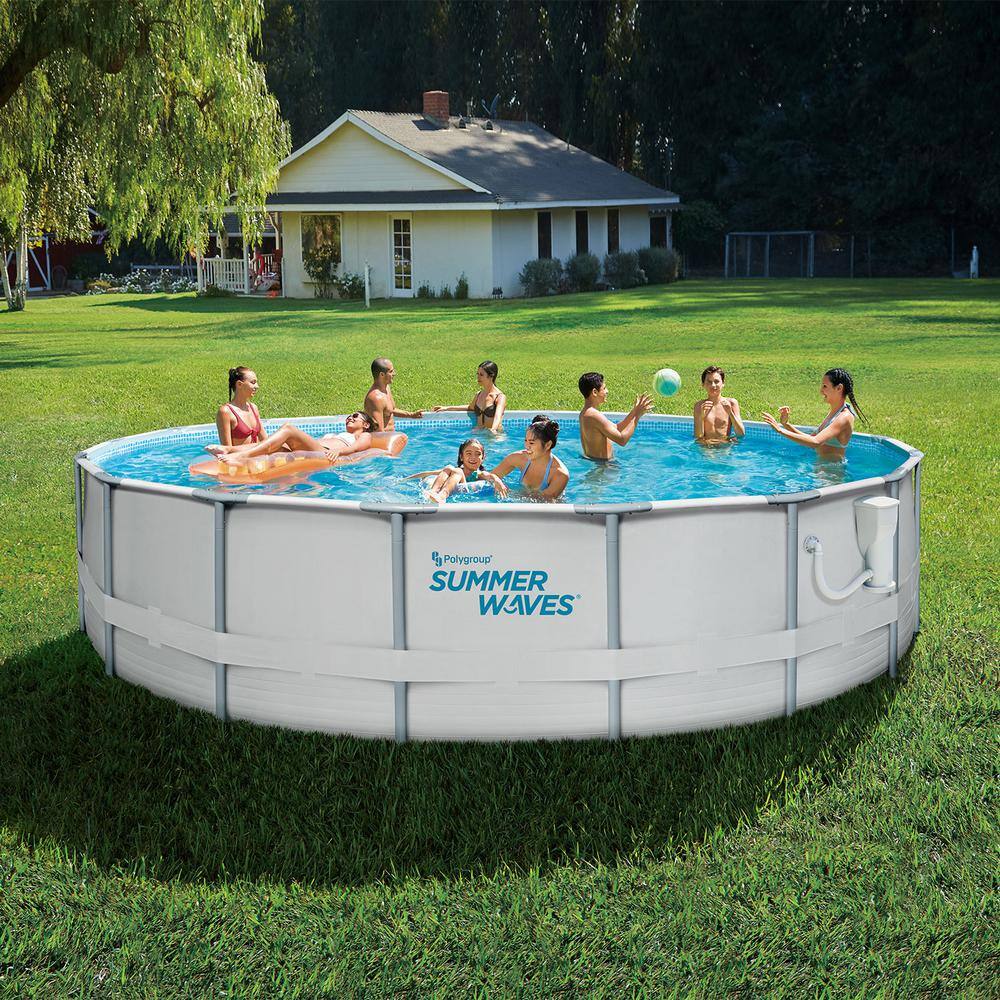 Summer Waves Elite 12 ft. Round 30 in. Metal Frame Above Ground Pool Set with Filter Pump P4001230A