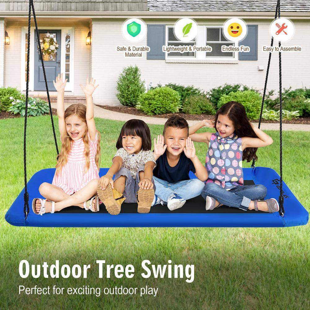 Costway 700 lbs. Giant 60 in. Platform Tree Web Swing Outdoor with 2 Hanging Straps Blue OP70630NY