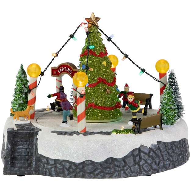 Animated And Musical Ice Skaters Christmas Scene Led Lighted Village Display