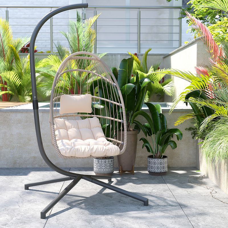 Flash Furniture Cleo Patio Hanging Egg Chair