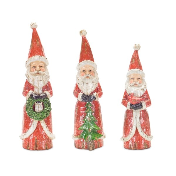 Set of 3 Red and White Charming Santa Decoration 10.25”