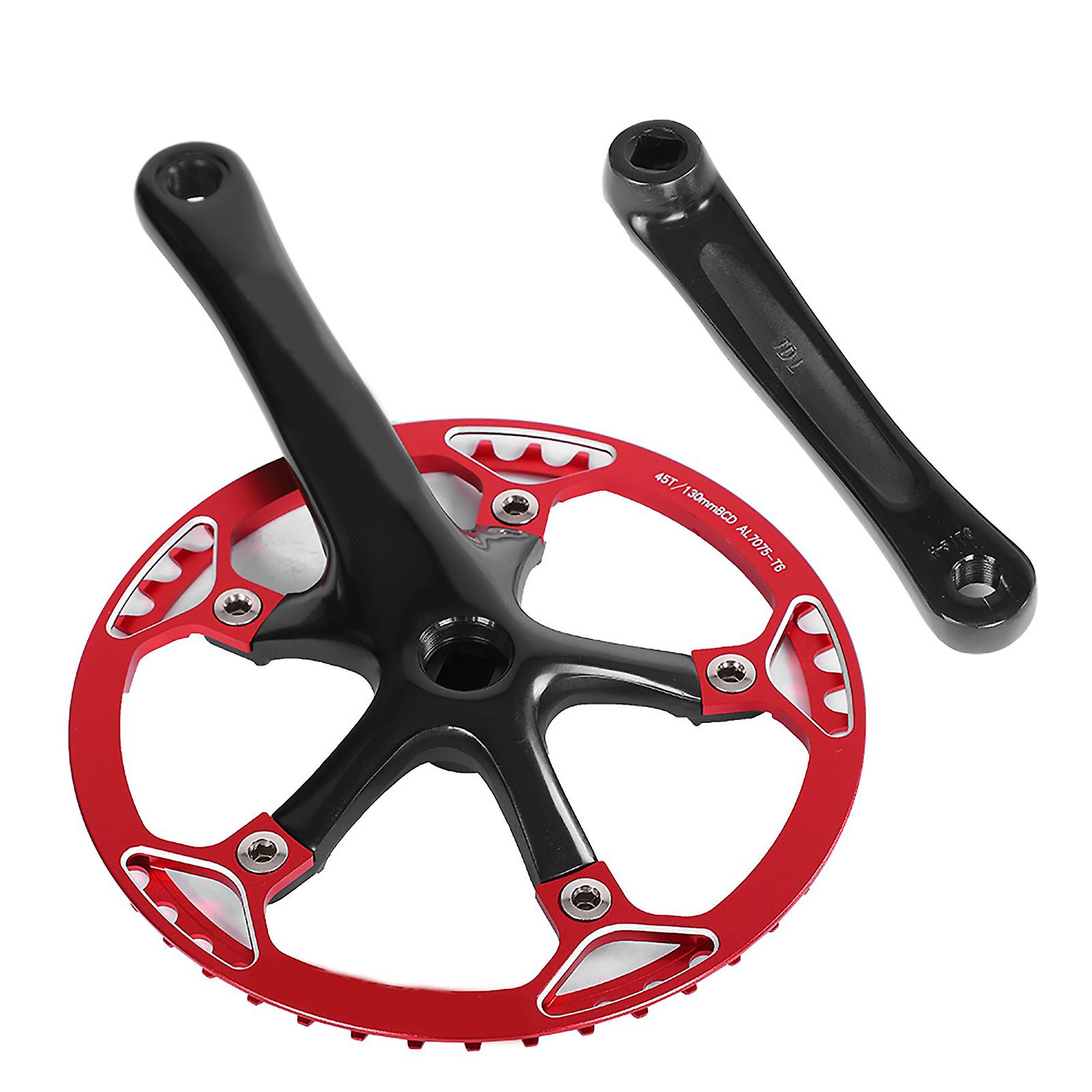 Meijun Bike Crankset 170mm Bicycle Chainwheel Chain Ring Set 45t 47t (black   Red 45t)