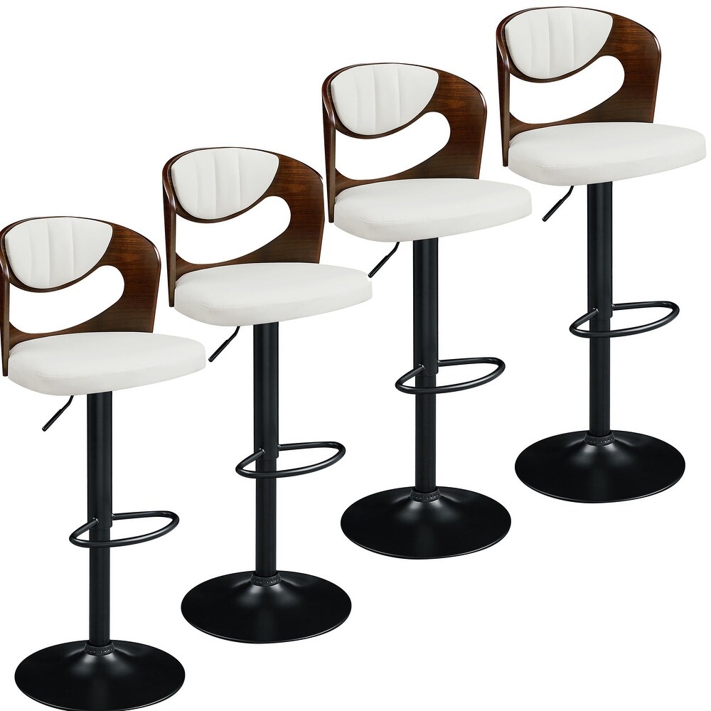 VECELO Adjustable Modern BarStools with Back  Swivel Bar Stools(Set of 4)