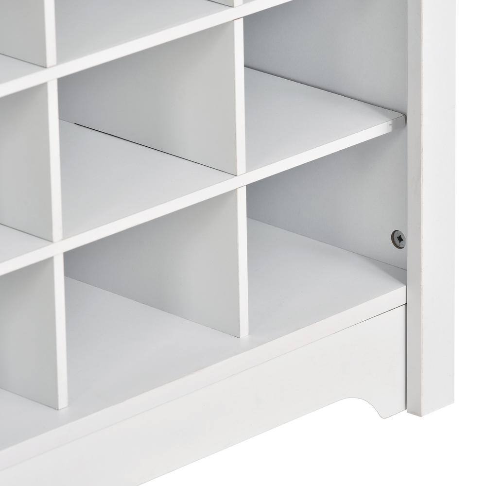 Asucoora Angelique White 60 in. W x 77 in. H Hall Tree with Storage Shelf and Shoe Cubbies TDTS983WH