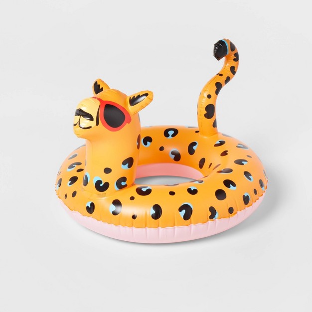 Kids x27 Cheetah Pool Float Orange