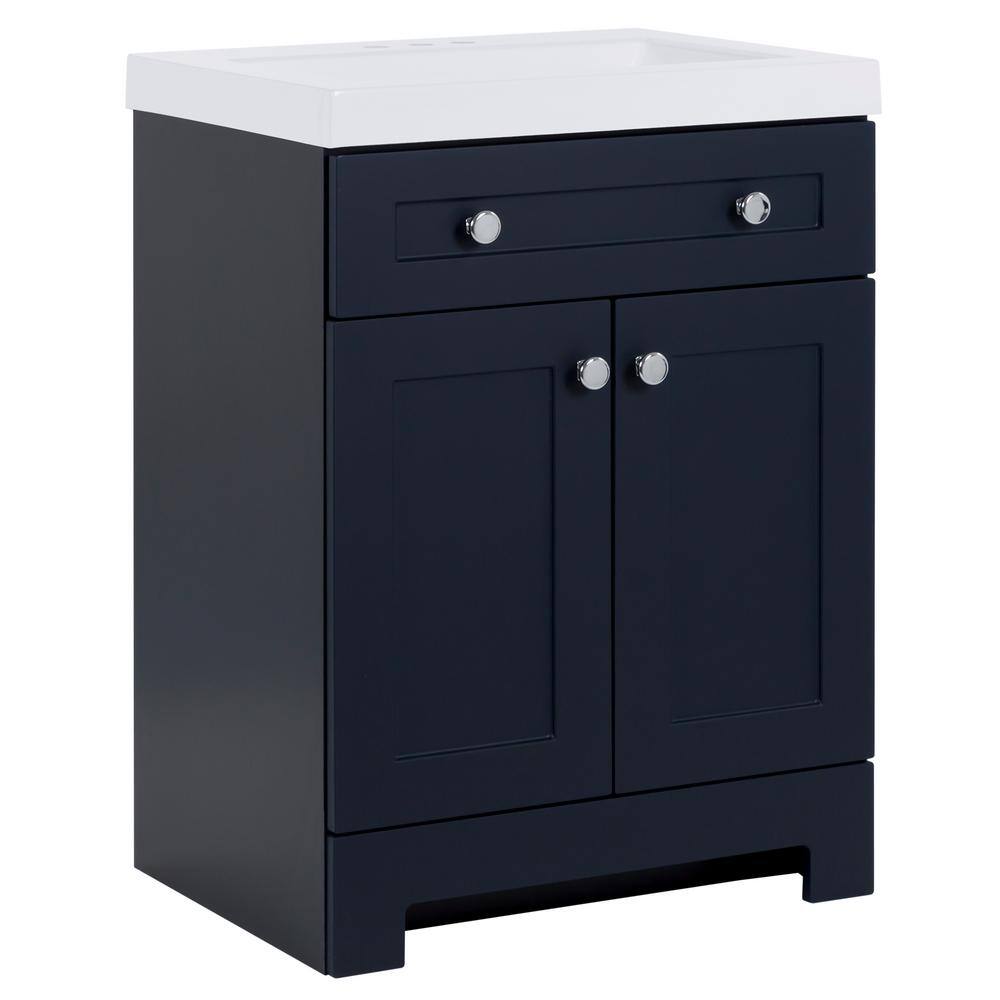 Glacier Bay Everdean 24.5 in. W x 18.75 in. D x 34.38 in. H Bath Vanity in Deep Blue with White Cultured Marble Top EV24P2-DB