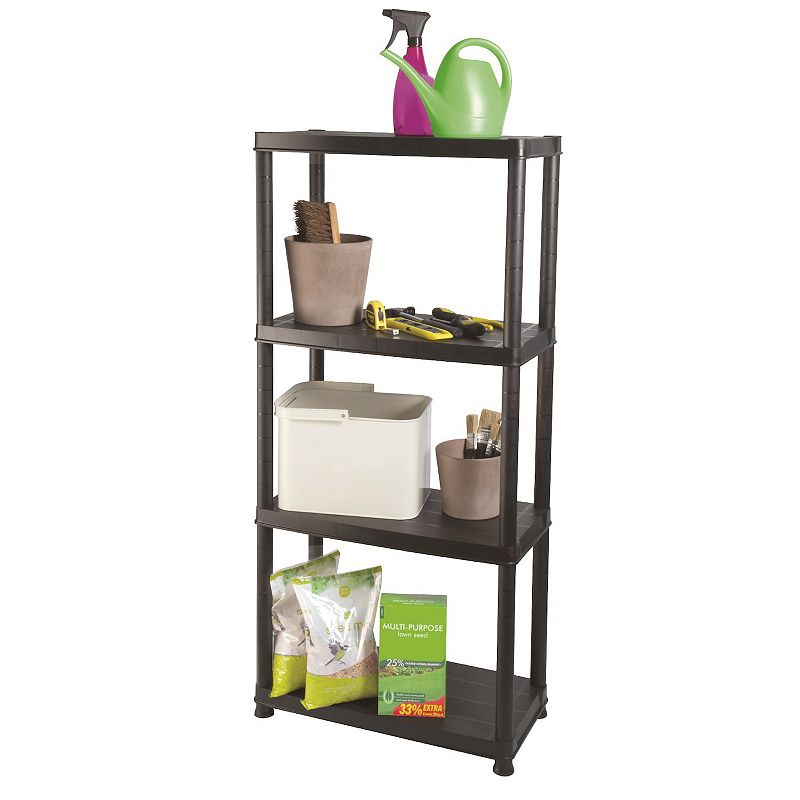 Ram Quality Products Primo 12 inch 4-Tier Plastic Storage Shelves， Black