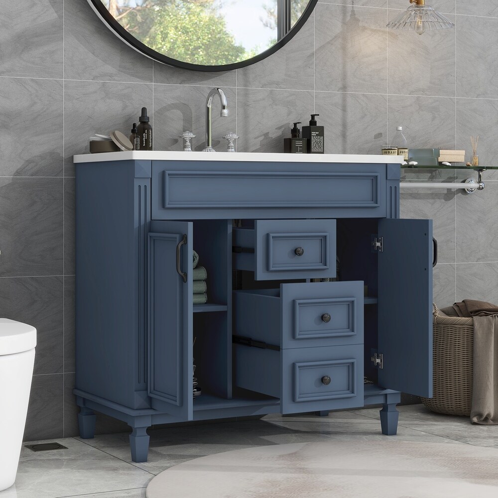 36'' Freestanding Bathroom Vanity Cabinet with Single Sink and 2 Drawers