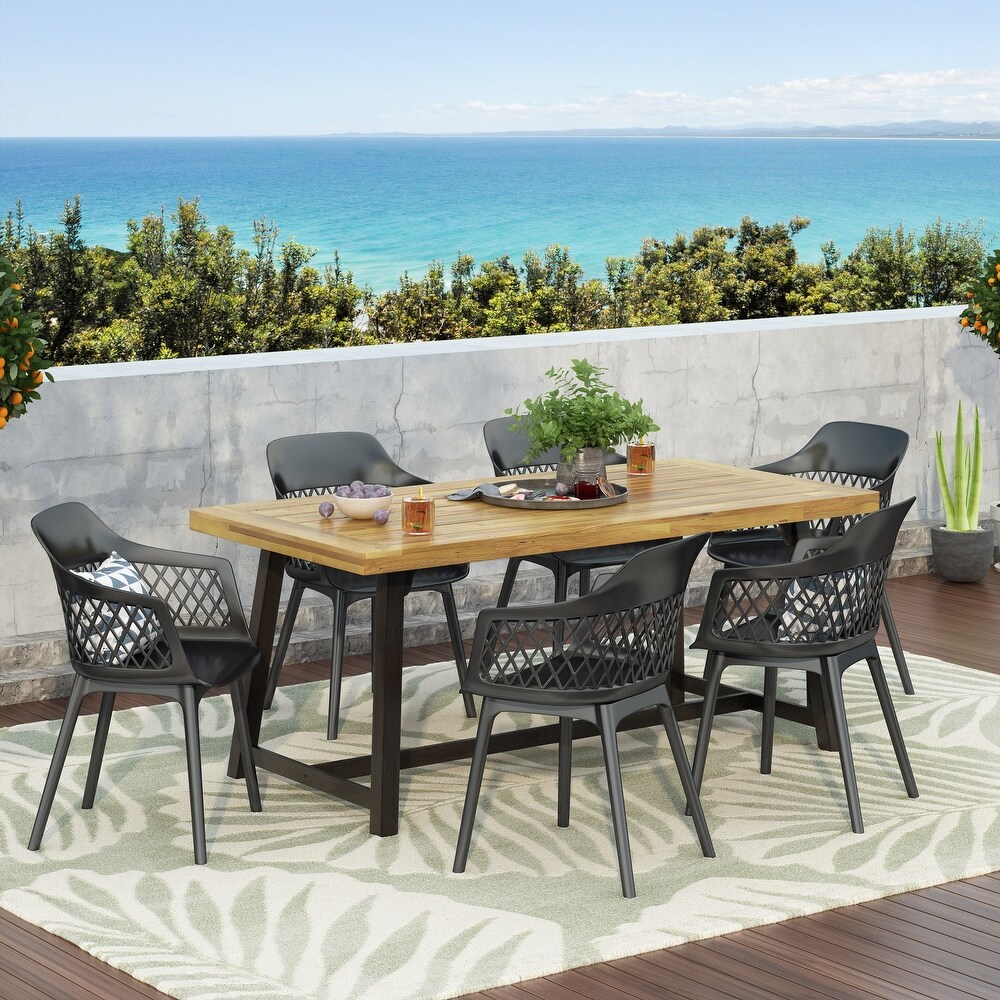 Castellina Wood/ Resin Outdoor 7 piece Dining Set by Christopher Knight Home