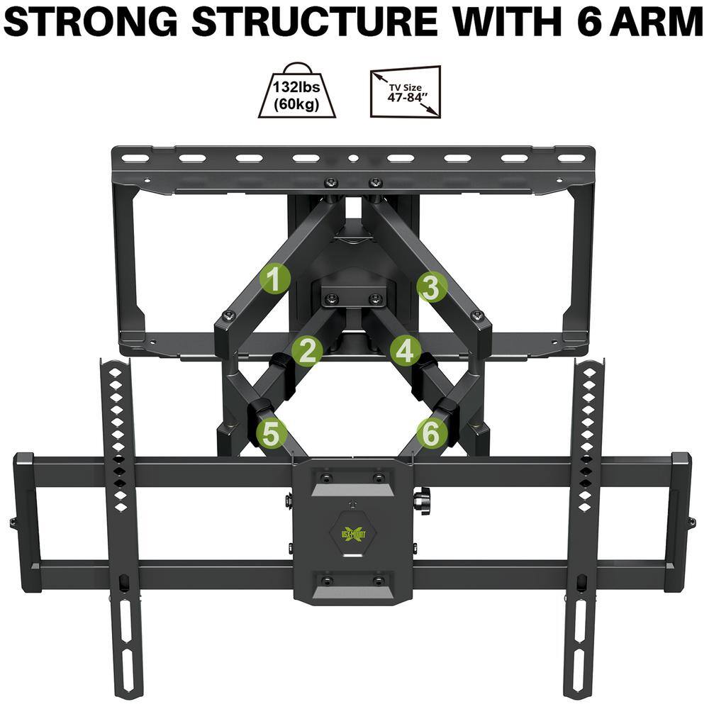 USX MOUNT The Large Full Motion TV Mount for Most 47 in. to 84 in. LED LCD and Flat Screen TVs HML008-K