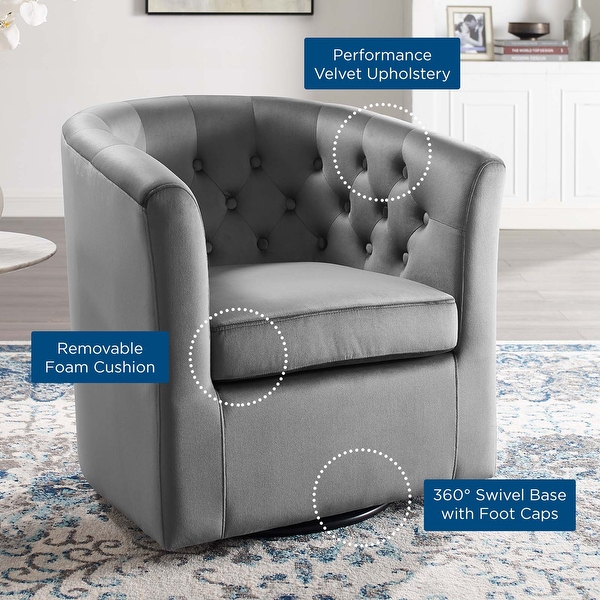 Prospect Tufted Performance Velvet Swivel Armchair