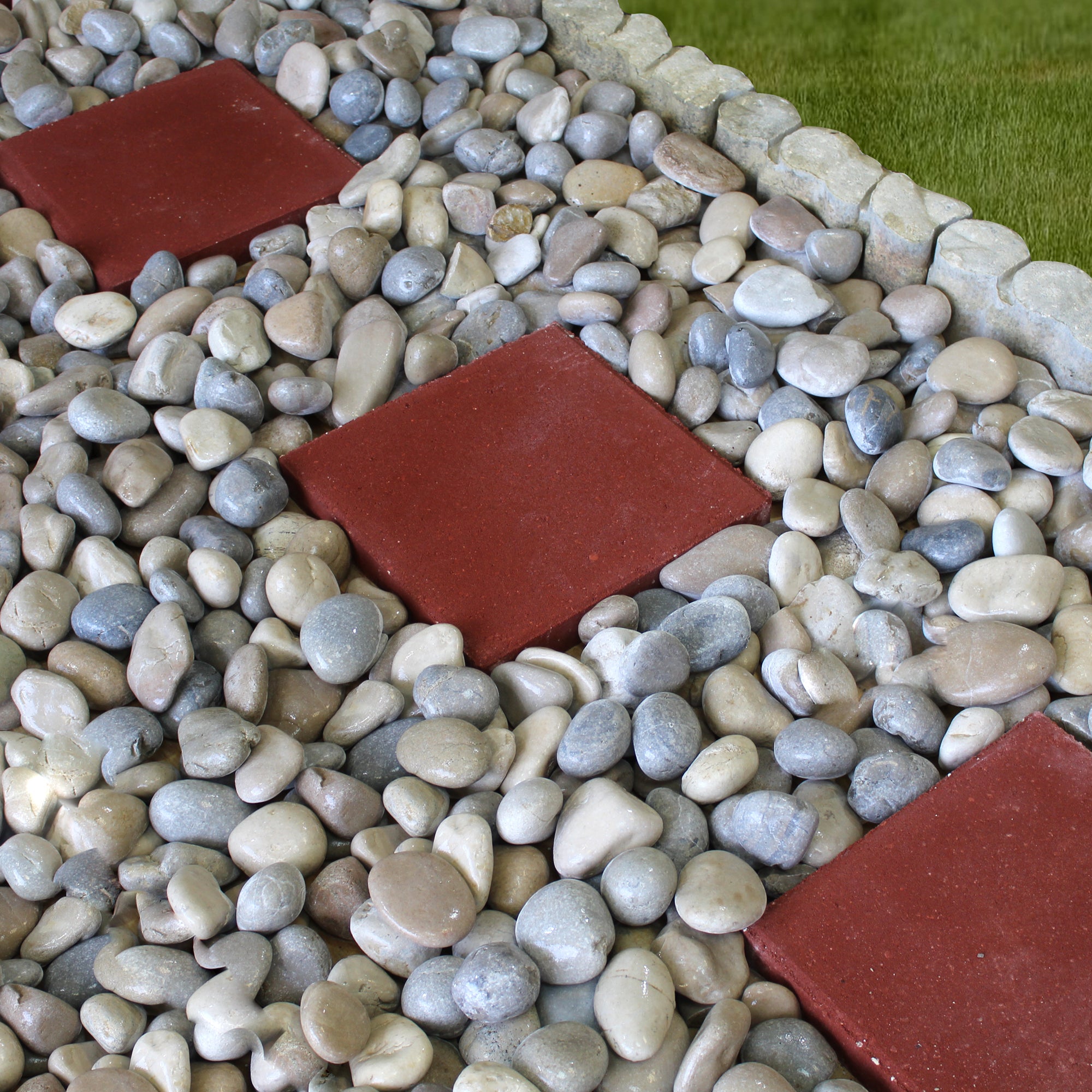 Rainforest Outdoor Decorative Natural Stone, Beach Pebbles, Grey and Tan, 3-5